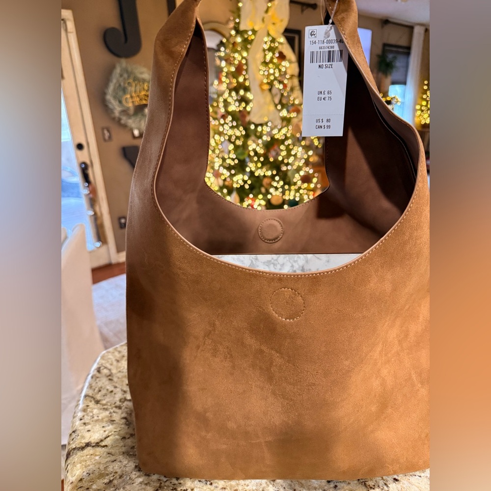 NWT Dark Brown, Abercrombie Vegan Suede Tote purse! - Picture 5 of 8